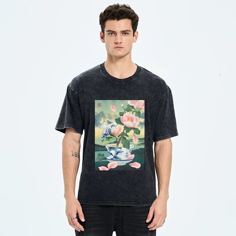 Tokyo-Tiger Fragrance Of Tea Is Like That Of Flowers Washed T-Shirt