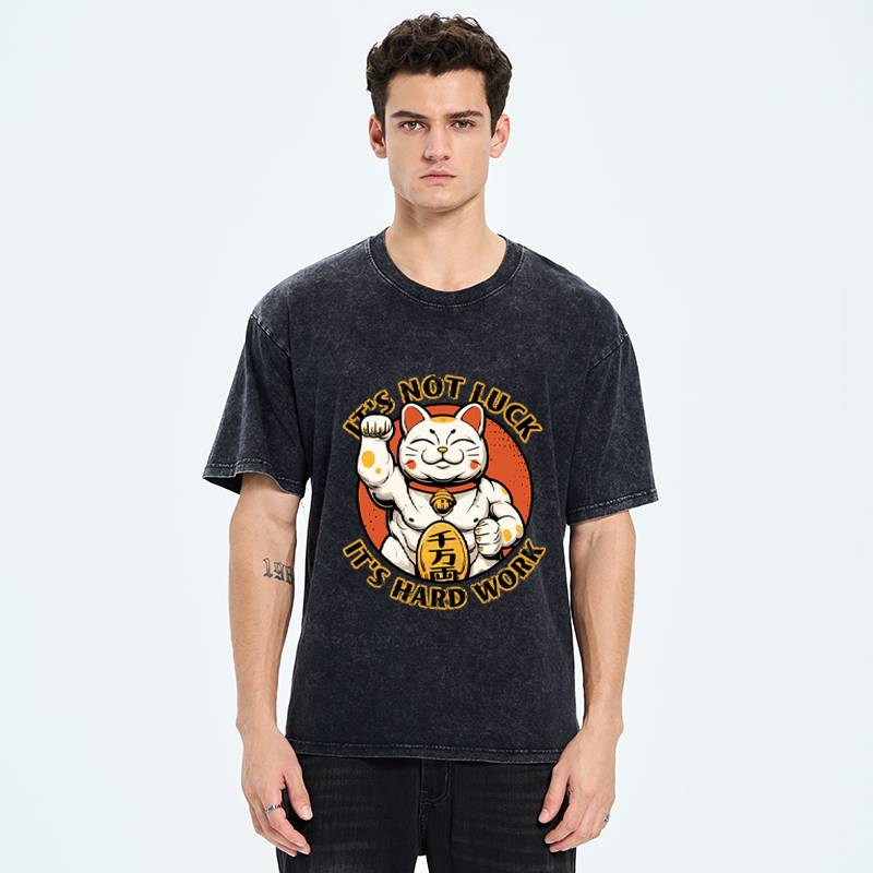 Tokyo-Tiger Maneki:Luck Is Earned Washed T-Shirt