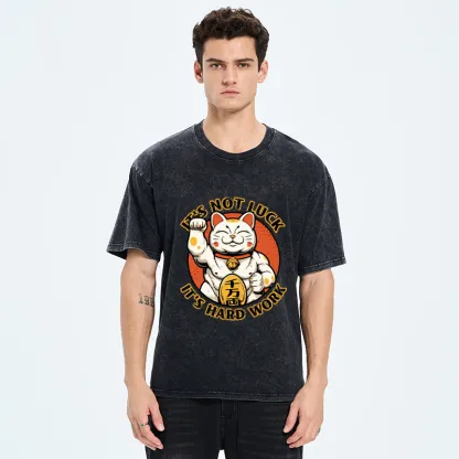 Tokyo-Tiger Maneki:Luck Is Earned Washed T-Shirt