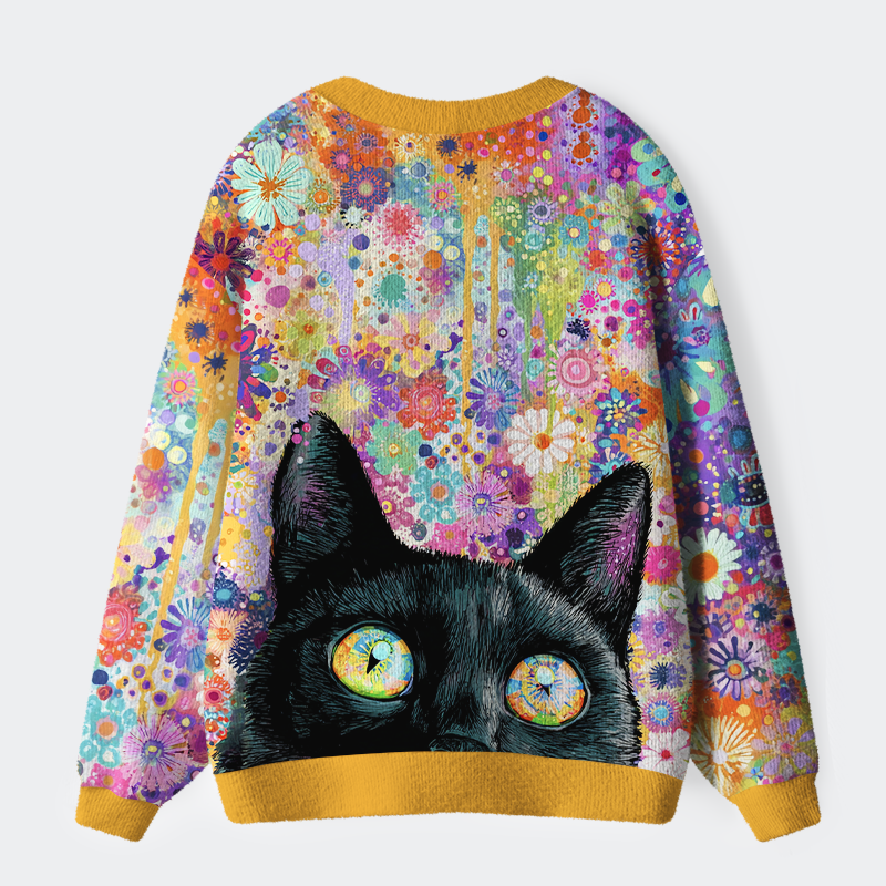 Tokyo-Tiger Cat Among Flowers Ugly Cardigan Sweater