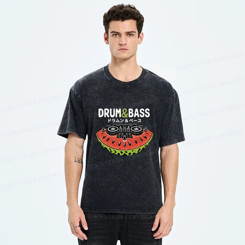 Tokyo-Tiger Watermelon Drum & Bass Washed T-Shirt