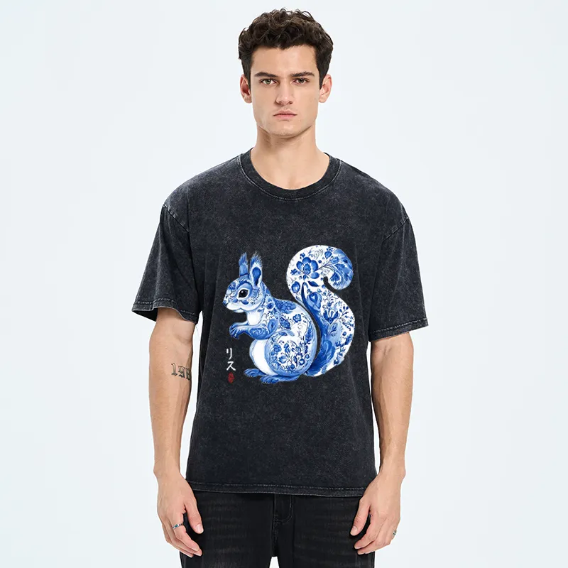 Tokyo-Tiger Porcelain Squirrel Washed T-Shirt