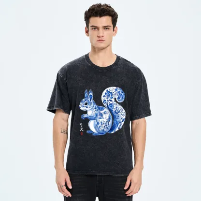 Tokyo-Tiger Porcelain Squirrel Washed T-Shirt