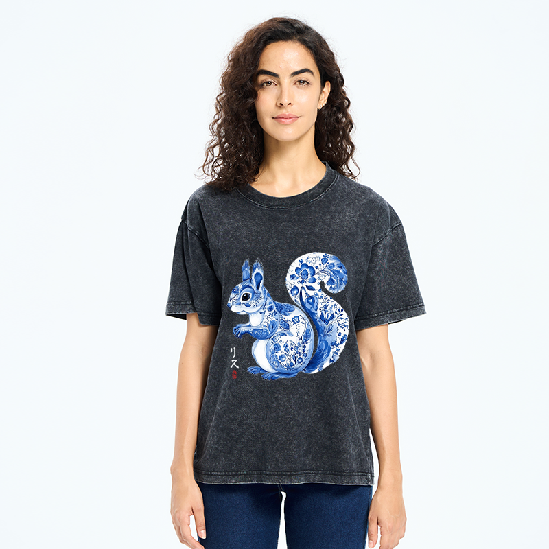 Tokyo-Tiger Porcelain Squirrel Washed T-Shirt