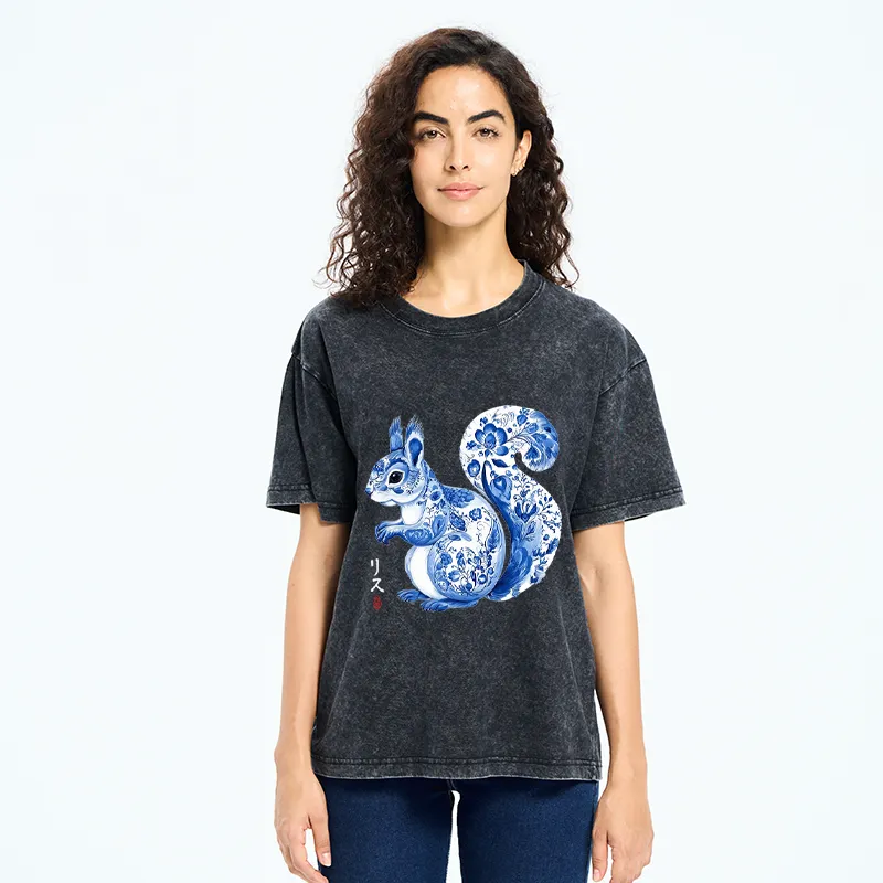 Tokyo-Tiger Porcelain Squirrel Washed T-Shirt