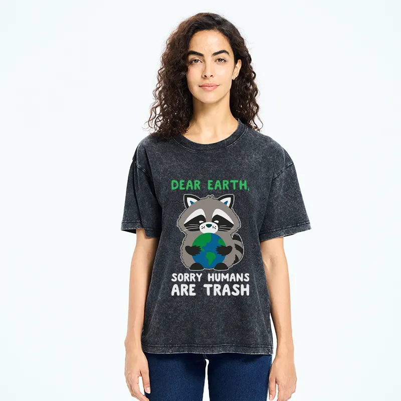 Tokyo-Tiger Dear Earth，Humans Are Trash Washed T-Shirt