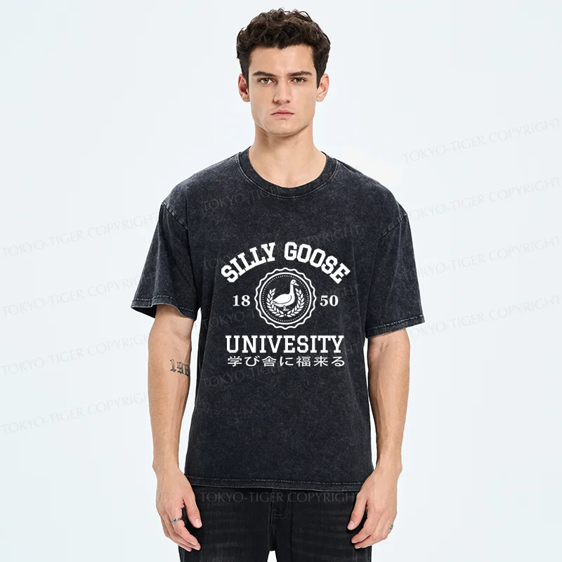Tokyo-Tiger Silly Goose Japanese University Washed T-Shirt