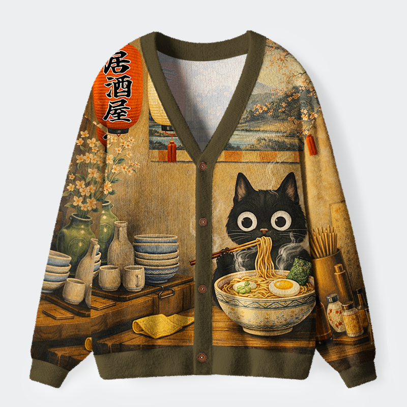 Tokyo-Tiger The Cozy Ramen Spot Ugly Cardigan Sweater