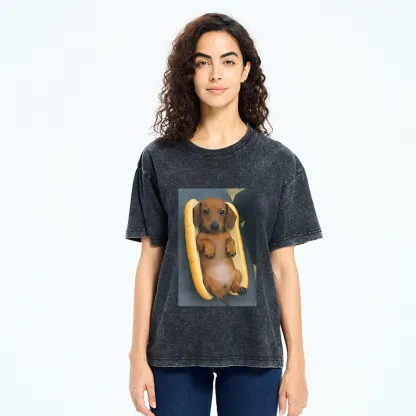 Tokyo-Tiger Dachshund Funny Washed T-Shirt