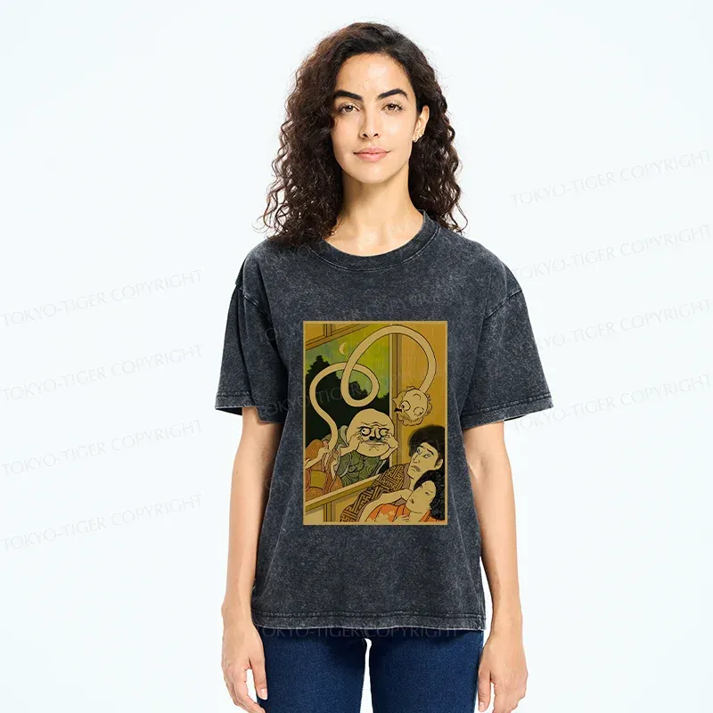 Tokyo-Tiger Scary Japanese Monster Washed T-Shirt