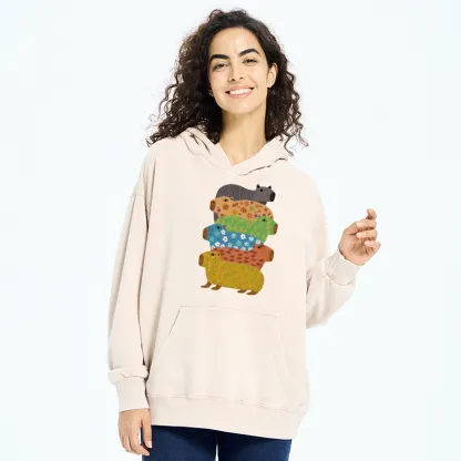Tokyo-Tiger Colorful Capybaras Washed Hoodie