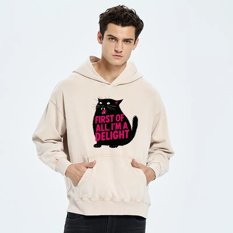 Tokyo-Tiger Roaring Black Cat Washed Hoodie