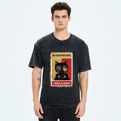 Tokyo-Tiger Cats Need Glasses Washed T-Shirt