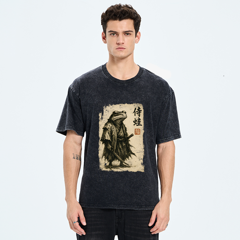 Tokyo-Tiger Retro Frog Samurai Washed T-Shirt
