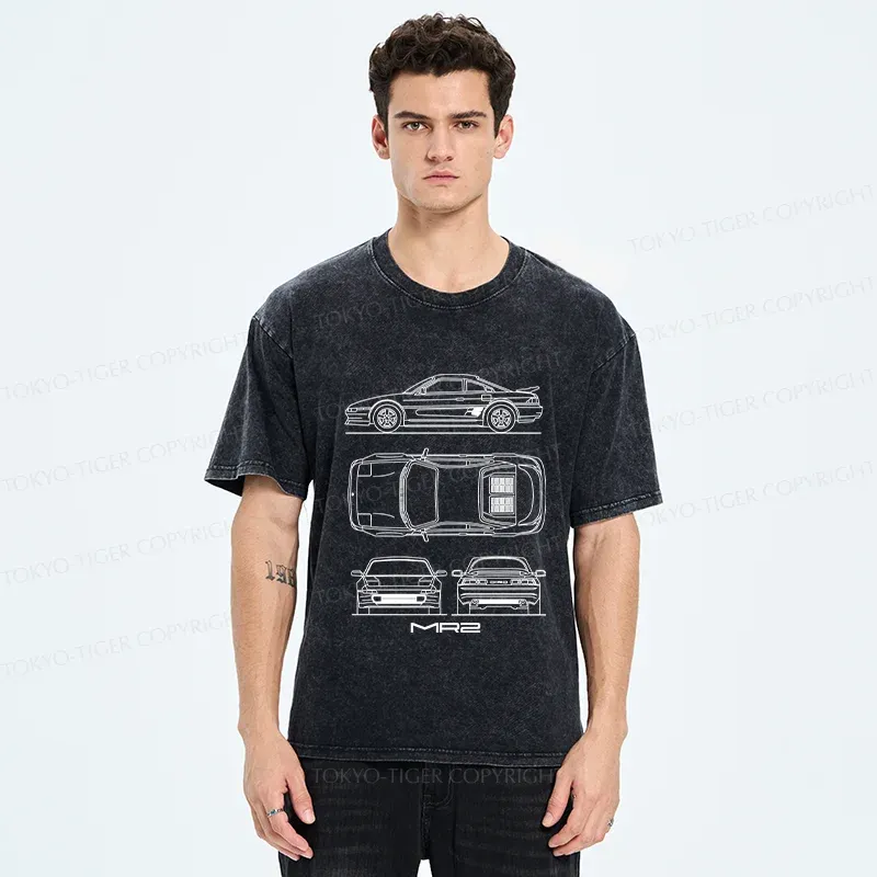 Tokyo-Tiger Japanese Classic Cars Washed T-Shirt