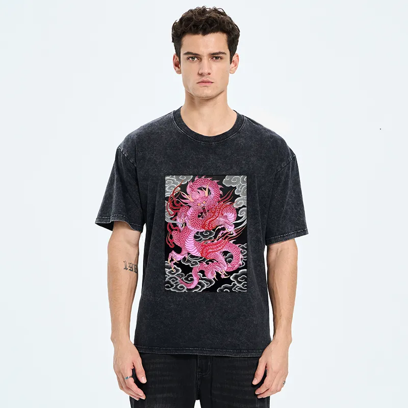 Tokyo-Tiger Pink Dragon Washed T-Shirt