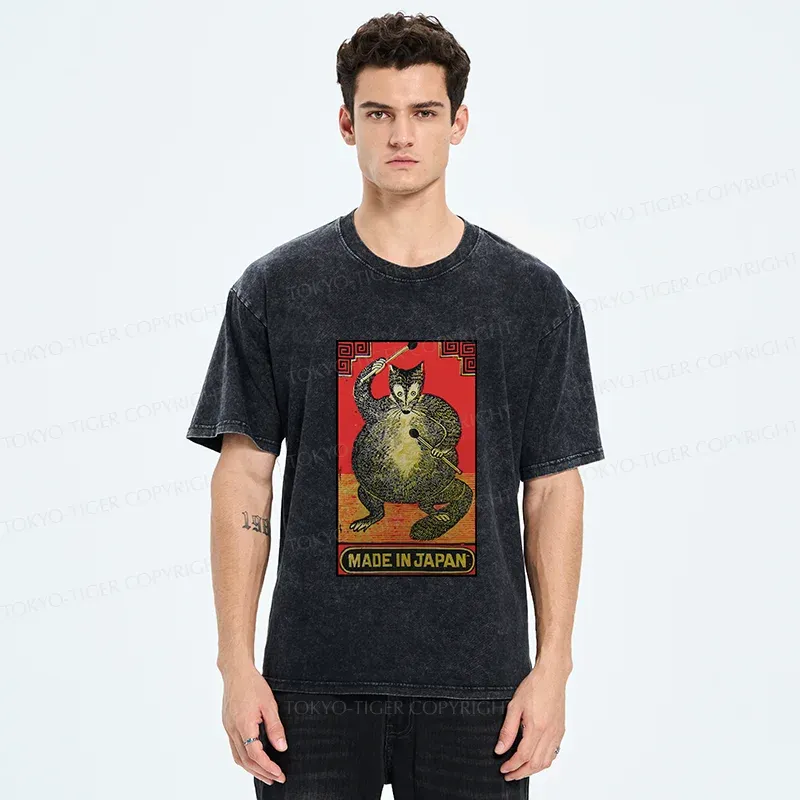 Tokyo-Tiger Retro Fat Fox Washed T-Shirt