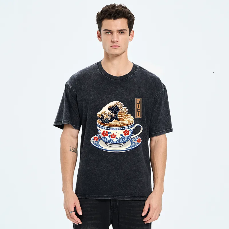 Tokyo-Tiger Coffee Wave Foam Washed T-Shirt