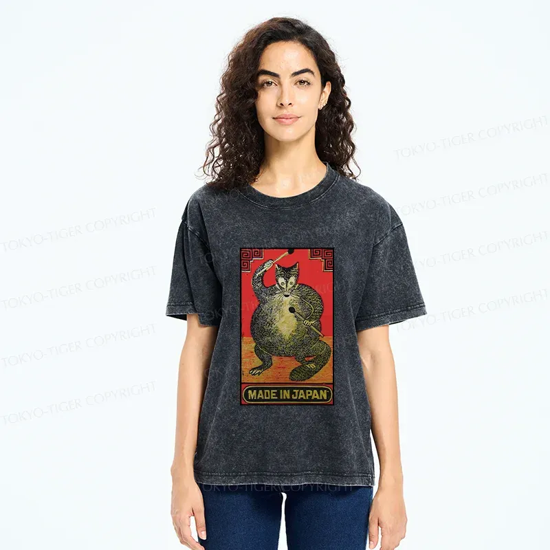 Tokyo-Tiger Retro Fat Fox Washed T-Shirt