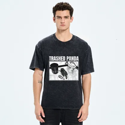 Tokyo-Tiger Trashed Panda Funny Washed T-Shirt