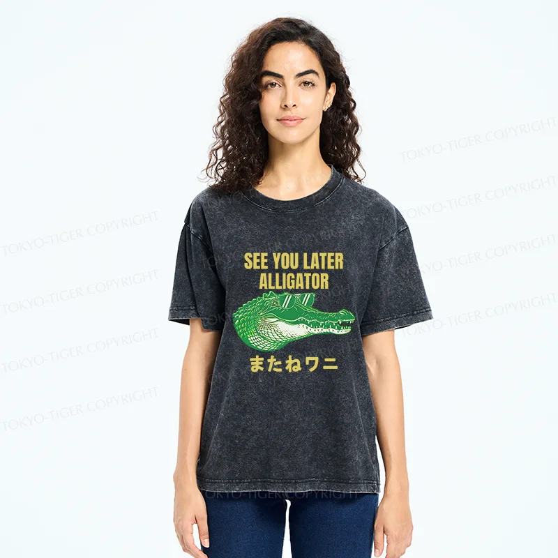 Tokyo-Tiger See you soon Crocodile Washed T-Shirt