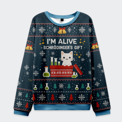 Tokyo-Tiger Schrödinger's Christmas: The Quantum Cat Christmas Ugly Sweatshirt
