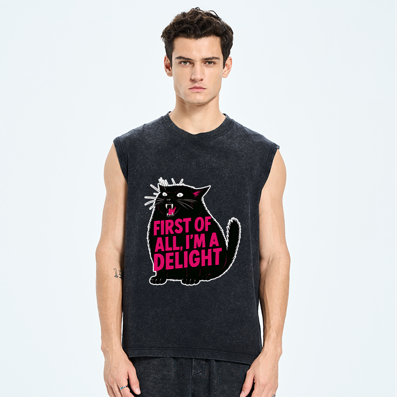 Tokyo-Tiger Roaring Black Cat Washed Tank