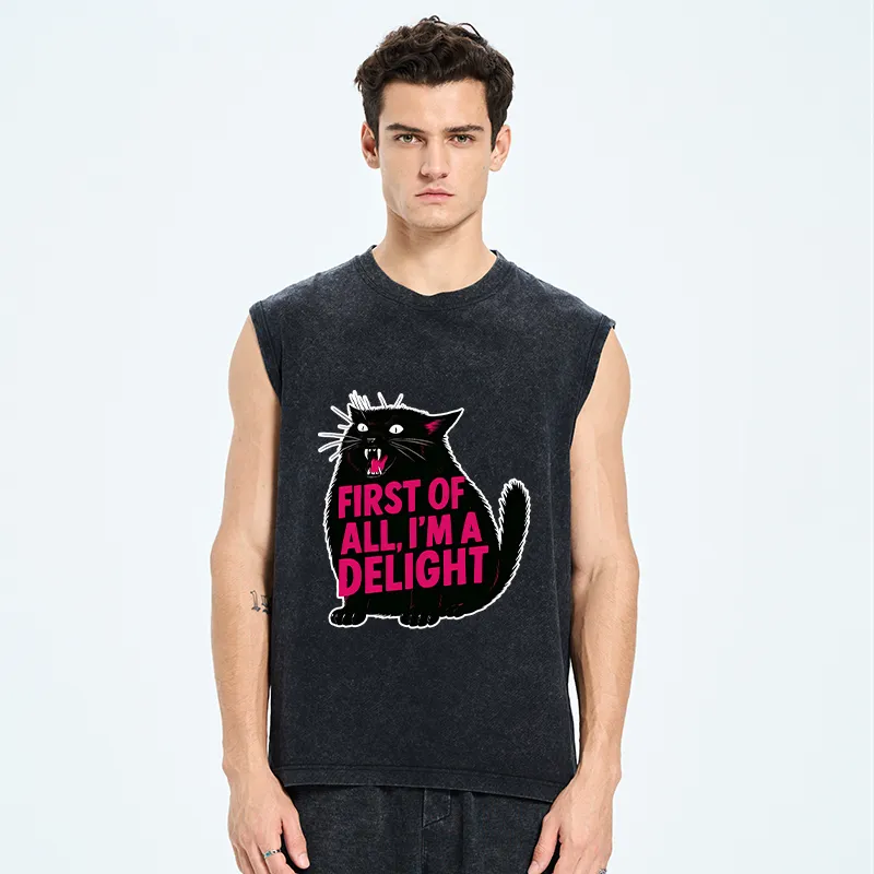 Tokyo-Tiger Roaring Black Cat Washed Tank