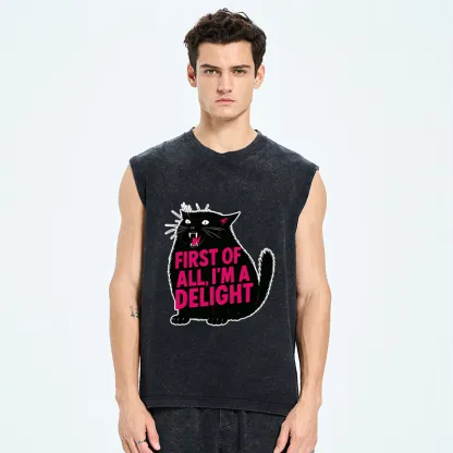 Tokyo-Tiger Roaring Black Cat Washed Tank