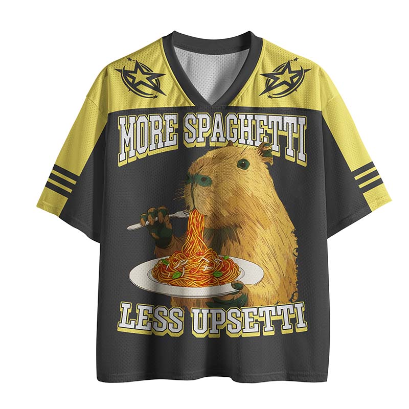 Tokyo-Tiger Capybara Eating Pasta Mesh Jersey