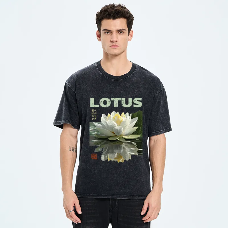 Tokyo-Tiger Zen Lotus Poster Washed T-Shirt
