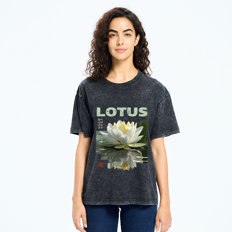 Tokyo-Tiger Zen Lotus Poster Washed T-Shirt