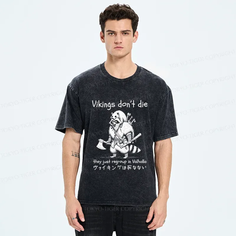 Tokyo-Tiger Vikings Don't Die Washed T-Shirt
