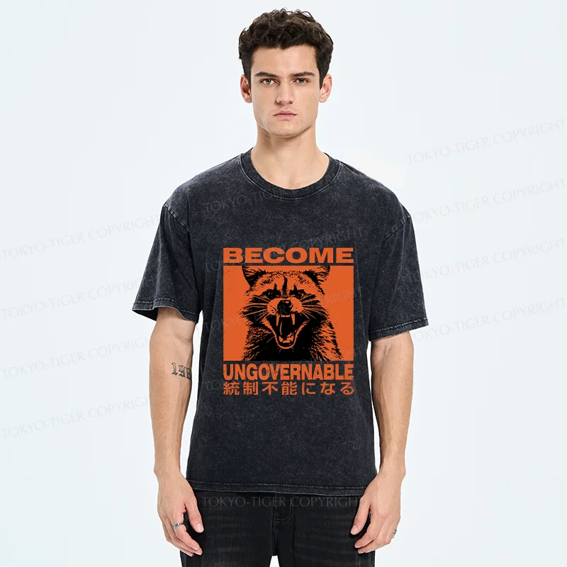 Tokyo-Tiger Ungovernable Raccoon Washed T-Shirt