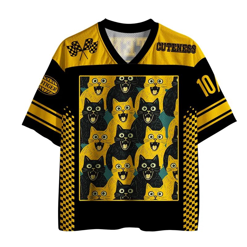 Tokyo-Tiger Yellow Cat And Black Cat Mesh Jersey