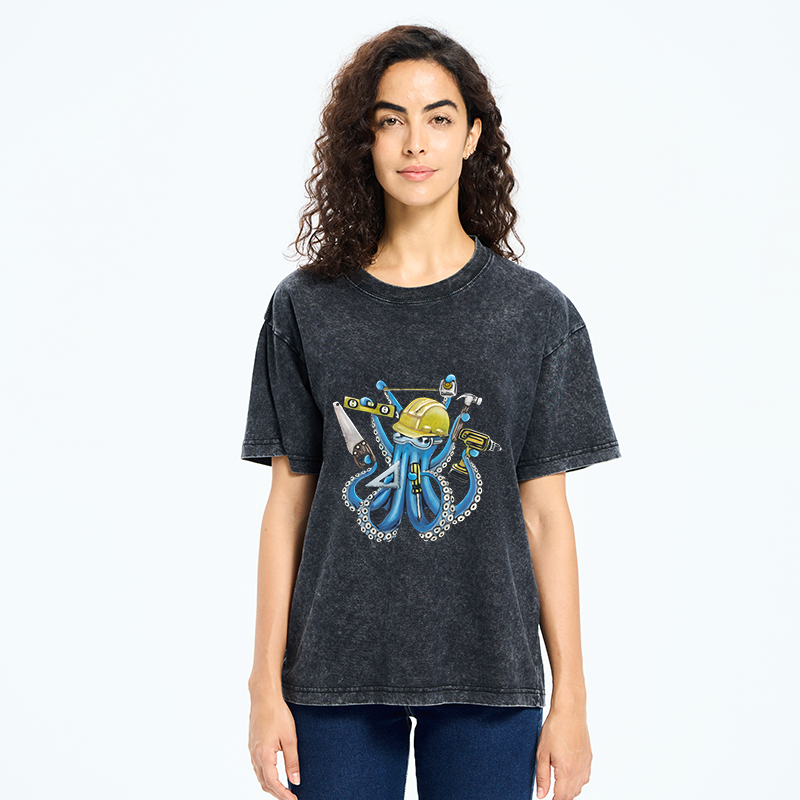 Tokyo-Tiger Architect Octopus Washed T-Shirt