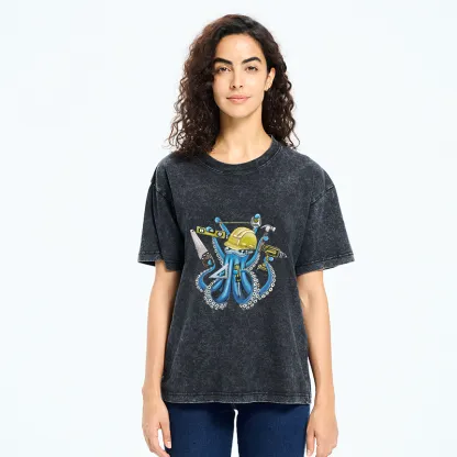 Tokyo-Tiger Architect Octopus Washed T-Shirt