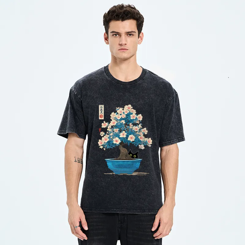 Tokyo-Tiger Japanese Bonsai Art Washed T-Shirt
