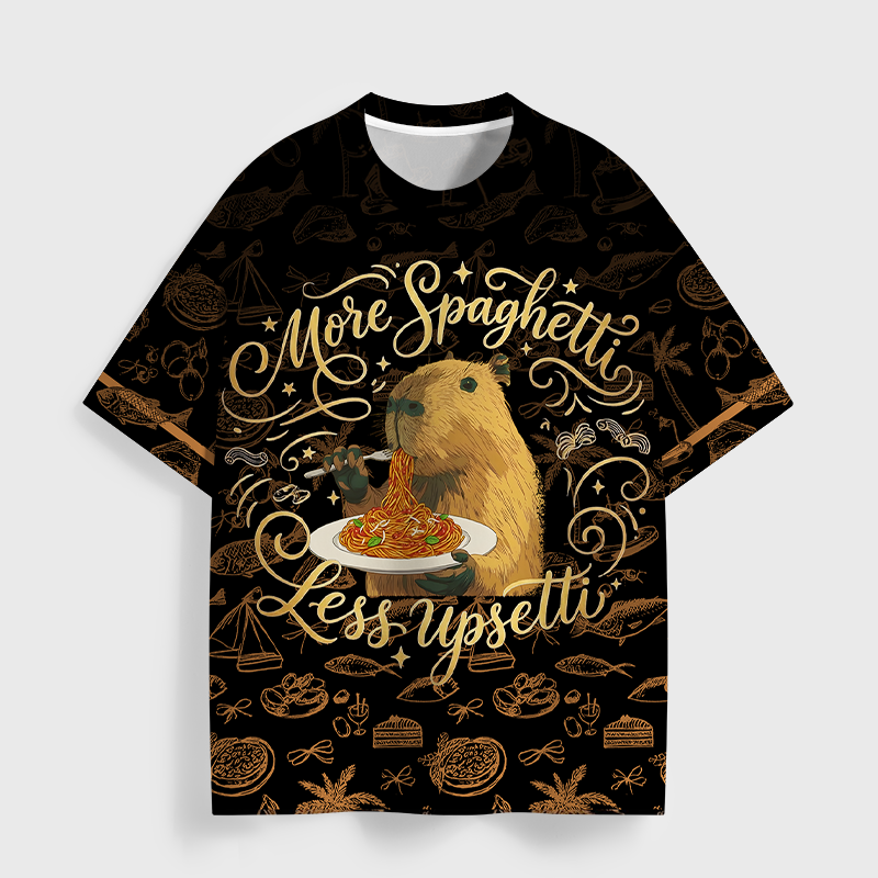 Tokyo-Tiger Less Stress, More Spaghetti All-Over Print T-Shirt