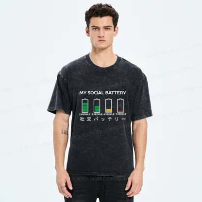 Tokyo-Tiger My Social Battery Washed T-Shirt