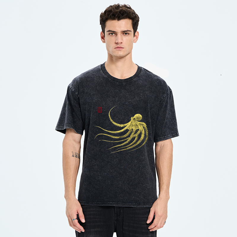 Tokyo-Tiger Retro Octopus Washed T-Shirt