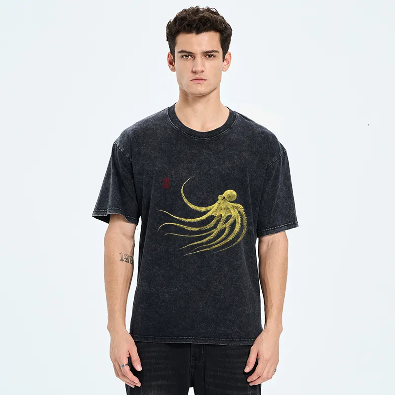 Tokyo-Tiger Retro Octopus Washed T-Shirt