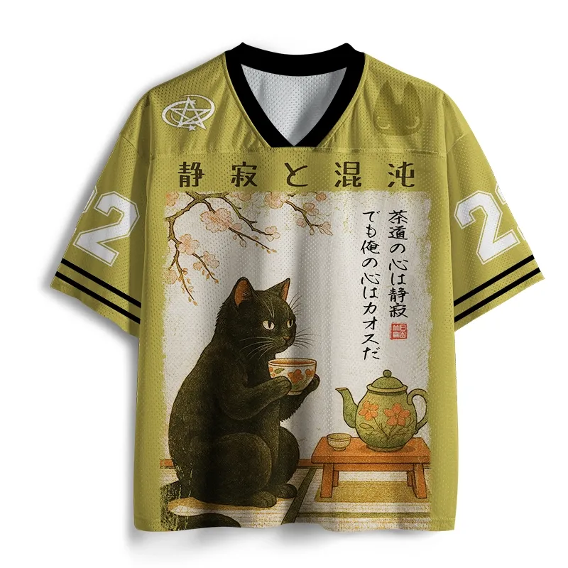Tokyo-Tiger Tea Time With A Black Cat Mesh Jersey
