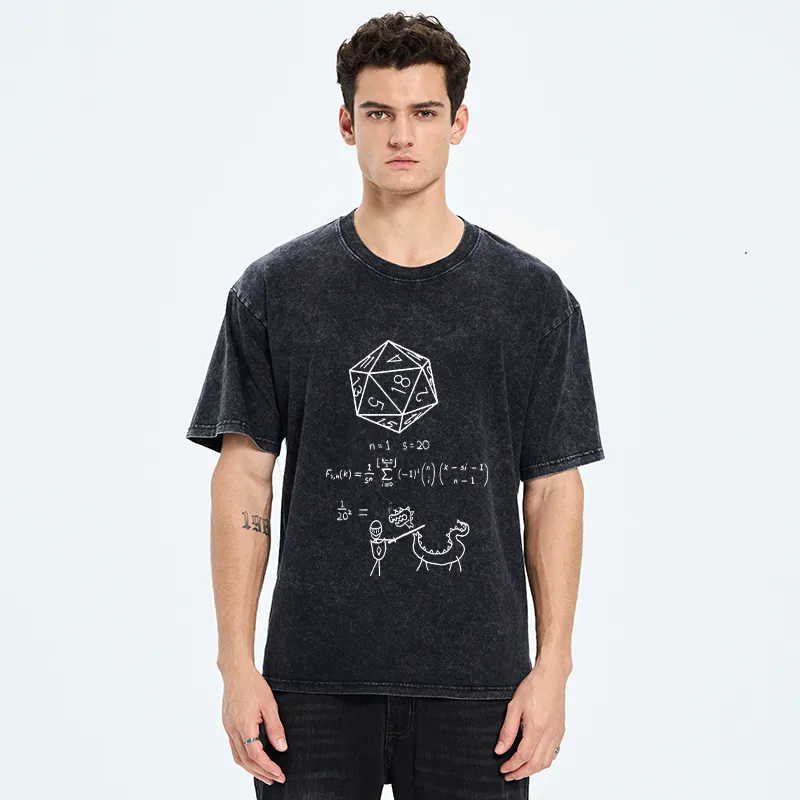 Tokyo-Tiger Twenty-sided Die Funny Washed T-Shirt