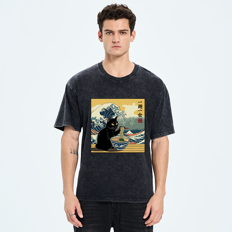 Tokyo-Tiger A Cat’s Ramen Moment Washed T-Shirt