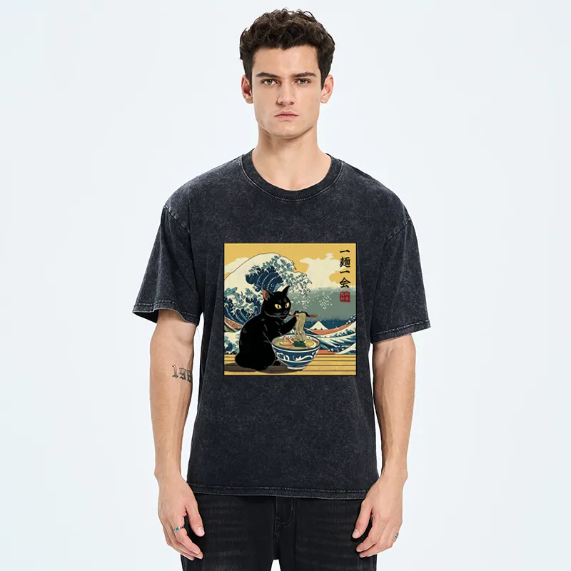 Tokyo-Tiger A Cat’s Ramen Moment Washed T-Shirt