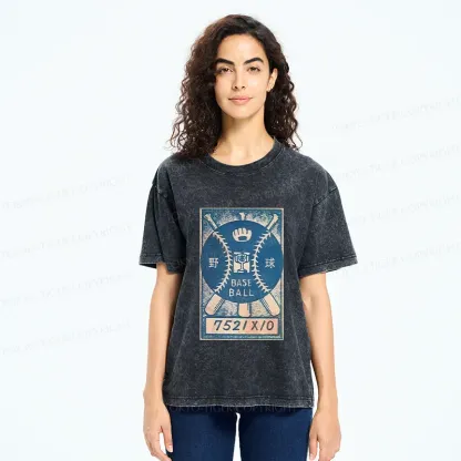 Tokyo-Tiger Retro Baseball Washed T-Shirt