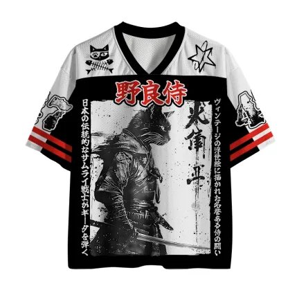 Tokyo-Tiger Cat Samurai Retro Mesh Jersey