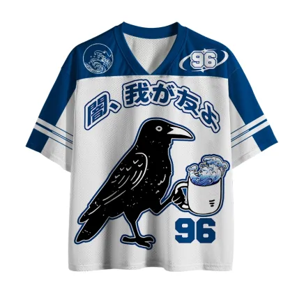 Tokyo-Tiger Crow Drinking Black Coffee Funny Mesh Jersey
