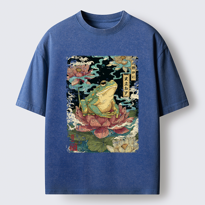 Tokyo-Tiger The Meditating Frog: Calm in Chaos Washed T-Shirt